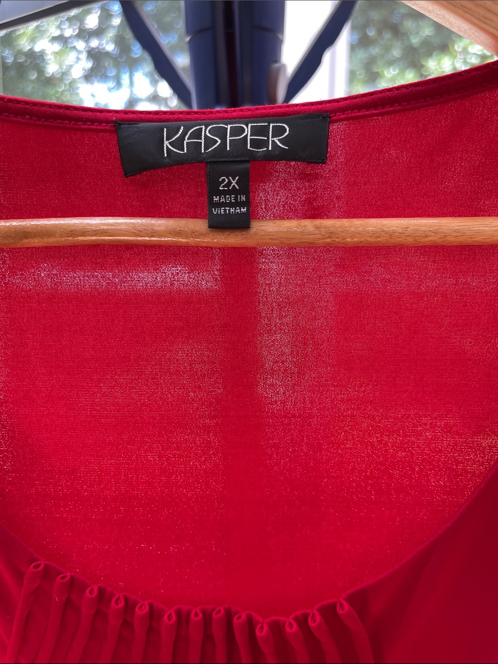 Kasper Women's Crimson Red Sleeveless Pleated Scoop Neck Blouse - Picture 2 of 5